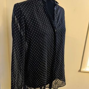 Zara basic. White pokadot black blouse. Medium.